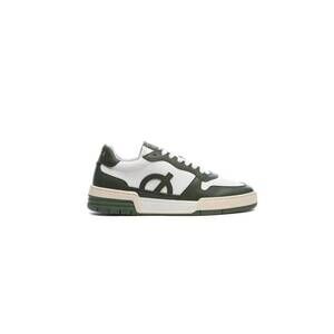 NEW LOCI unisex atom panelled faux leather sneakers in white green cream